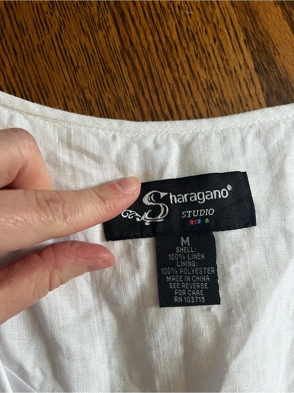 Vintage 90s Sharagano Studio White 100% Linen Button-Up Vest with Brown Belt